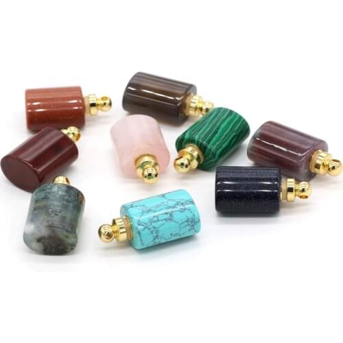 Natural Gemstone Pendants Rose Quartz Crystal Vial Necklace Charms for DIY Reiki Heal Necklace Choker Jewelry Women Gifts