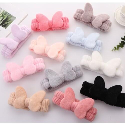 Girls Heart Bow Knot Hairband Fashion Womens Pure Color Knotted Headband Makeup Washing Face Stretch Hair Accessories
