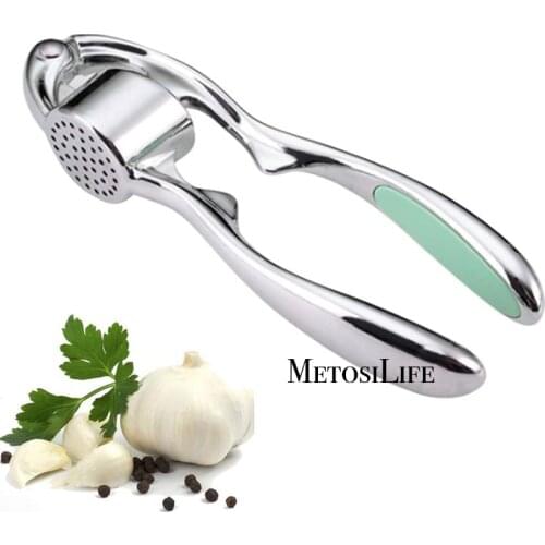 MetosiLife Garlic Press Mincer Zinc Alloy Stainless Steel Crusher, Profession, Easy Clean, Dishwasher Safe Rust Proof