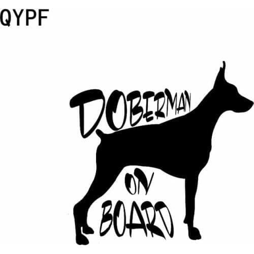 QYPF 15CM*14.9CM DOBERMAN ON BOARD Vinyl Car Sticker Decal Black Sliver C14-0157