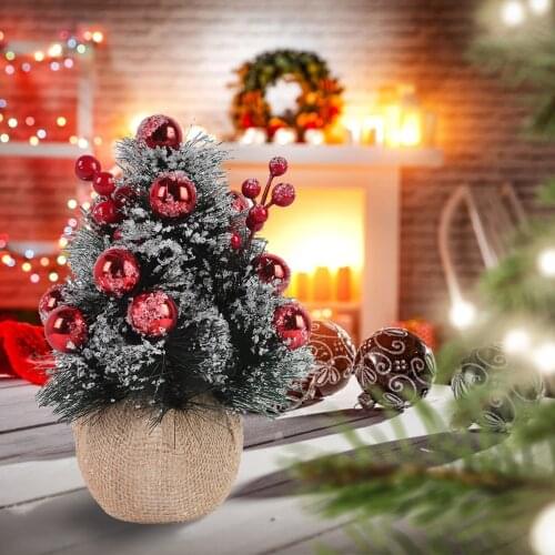 Christmas Tree Artificial Plant Mini Tree Acrylic Home Crafts Simulation Holiday Wedding Party Desktop Atmosphere Red Berries