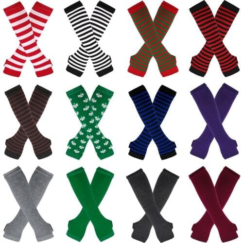 Cosplay Christmas Long Arm Cover Womens Emo Gloves Thin Spring and Autumn Fingerless Gloves Decorative Gloves Mittens