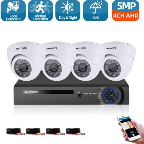4CH Ahd DVR CCTV System 4PCS Cameras 1080P 5MP Video Surveillance Set 4CH 6in1 DVR Infrared AHD CCTV Camera Security System Kit