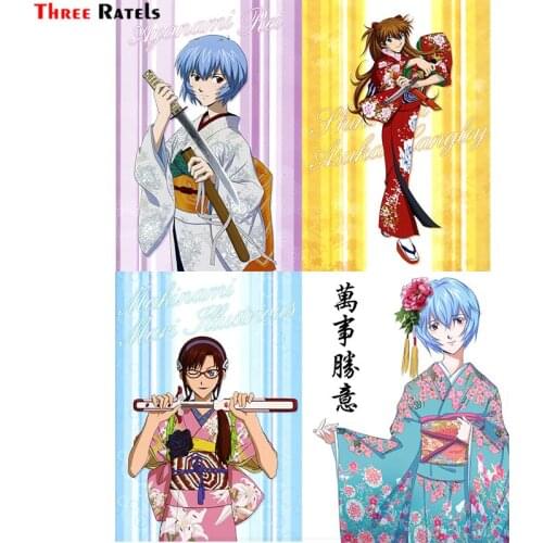 Three Ratels F327 Cute Asuka langley sword Sticker Cartoon Car Styling Pvc Vinyl Decal Anime Graphic windshield Decoration