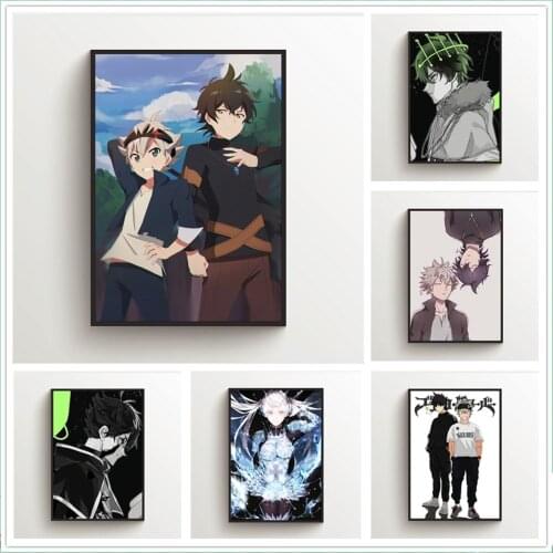 WTQ Canvas Painting Anime Posters Black Clover Asta Yuno Retro Poster Wall Decor Wall Art Picture for Living Room Decor