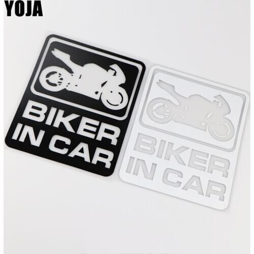 YOJA 13.3X16.9CM BIKER IN CAR Fun Warning Car Sticker Decoration Window Decals ZT4-0185