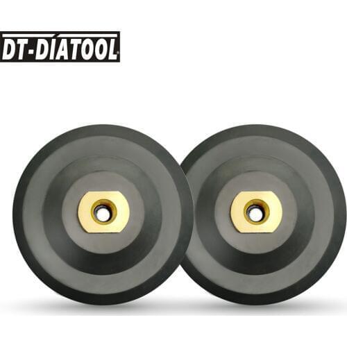 DT-DIATOOL 2pieces Dia 5"/125mm Back Pad for Diamond Rubber based Polishing Backer Pads Sanding Discs M14 Thread Backing Holder