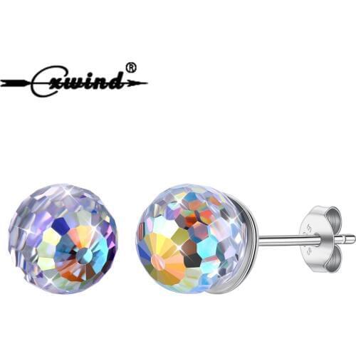 Cxwind New Simple Earrings for Women Wedding Jewelry Stud Earring Single Round Zircon Crystal Stud Earrings for Girls