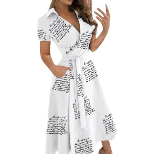 White Dresses For Women 2021 Summer Womens Fashion Print V-neck Lacing Slim Body Wrap Hips Long Dress Vestidos De Mujer Casual