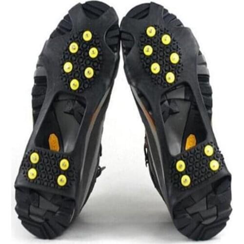 1 Pair 10 Studs Anti-Skid Ice Gripper Spike Winter Climbing Anti-Slip Snow Spikes Grips Cleats Over Shoes Covers Crampon