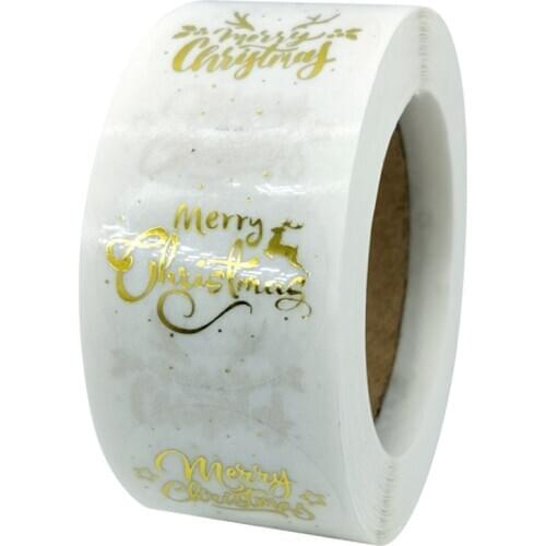 100-500pcs 1 Inch Clear Merry Christmas Sticker Seal Labels Christmas Gift Decoration Sticker For Wedding Package Sticker