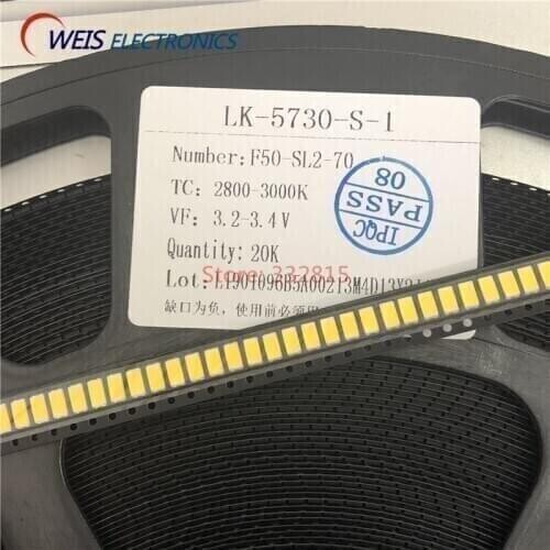 1000PCS 5730 warm white SMD LED 2800-3200k 3.2-3.4v 150ma 0.5w 5630 Warmwhite LIGHT BRADS LAMPS WHOLESALE