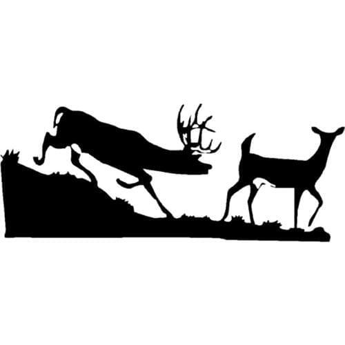 18cm*7.2cm Deer Buck Doe Hunt Fashion Vinyl Car Sticker Car-Styling Black/Silver S3-5303