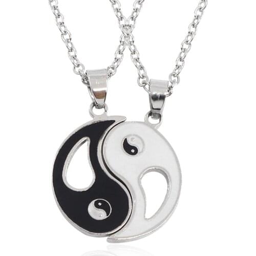 2 PCS Stainless Steel Necklace Yin Yang Tai Chi Pendant Couple Necklaces&Pendants Valentines Gift Jewelry Wholesale
