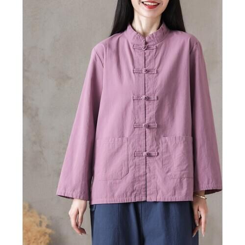 2020 Traditional Chinese Clothing Top Retro Cotton Linen Hanfu Top Women Tops Elegant Oriental Tang Suit Chinese Blouse 11746