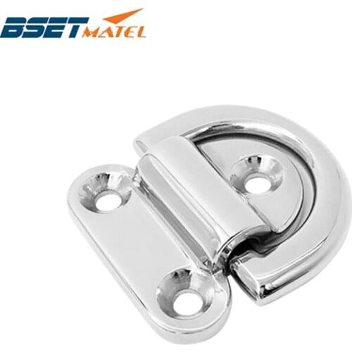 54*49mm Mirror Polish Marine Grade 316 Stainless Steel Boat Folding Pad Eye Lashing D Ring Tie Down Cleat for Yacht