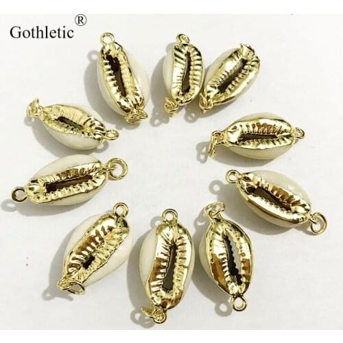 6pcs/lot Natural Puka Cowrie Shell Loose Beads for Jewelry Making DIY Charm Pendant Connectors Accessories Wholesale