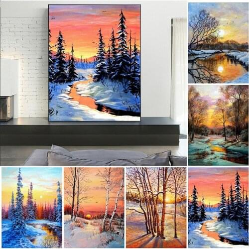 DIY Diamond Painting Winter Scenery Tree 5D Full Diamond Mosaic Embroidery Kit Landscape Handmade Art Gifts Decor For Home