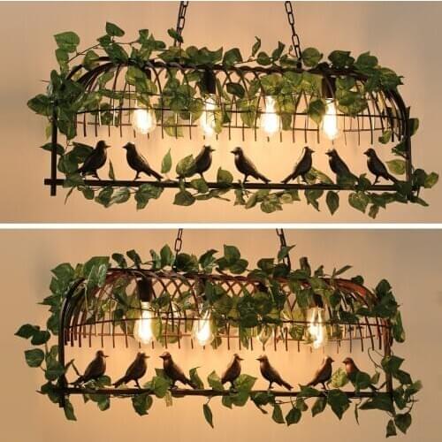 American wrought iron industrial wind plant bird Pendant Lights E27 villa garden aisle decorative Pendant Lamp WF1018509