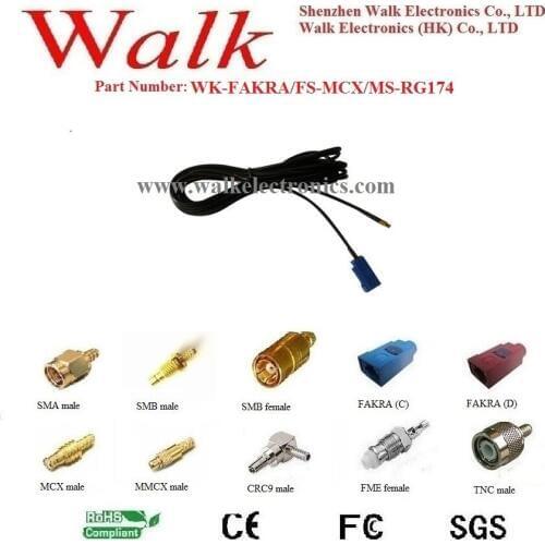 Antenna extension cable, adapter cable: FAKRA female straight to MCX male straight with rg174 cable