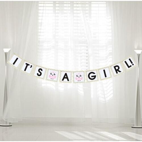IT IS A GIRL Paper Garland Bunting Banner Christening Baby Shower Garland Decoration Birthday Party Favors