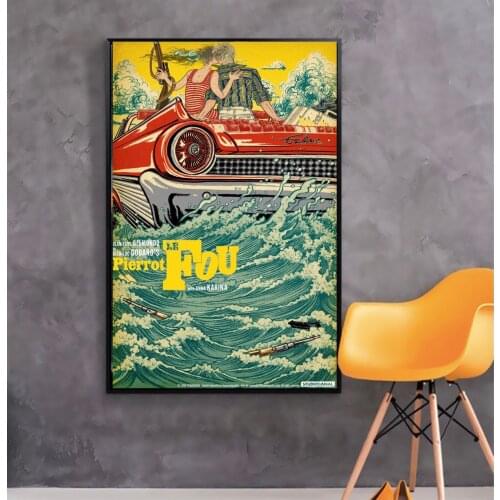 Comics Pierrot le fou Crazy Pete Pierrot Goes Wild French France Film Movie Decorative Poster Wall Canvas Sticker Home Decor