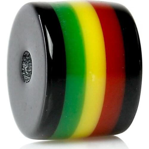 DoreenBeads 100 PCs 8x6mm Resin Spacer Beads Cylinder Multicolor Stripe Pattern Hole: Approx 2.0mm Trendy