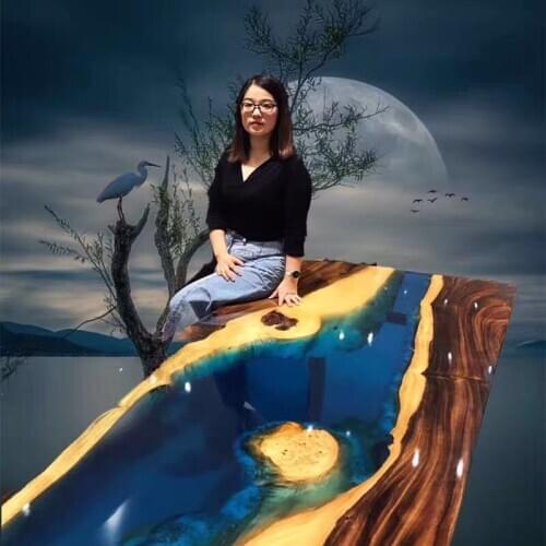 Freeshipping,Epoxy River table ocean solid wood board walnut wood household log tea table table table table book table