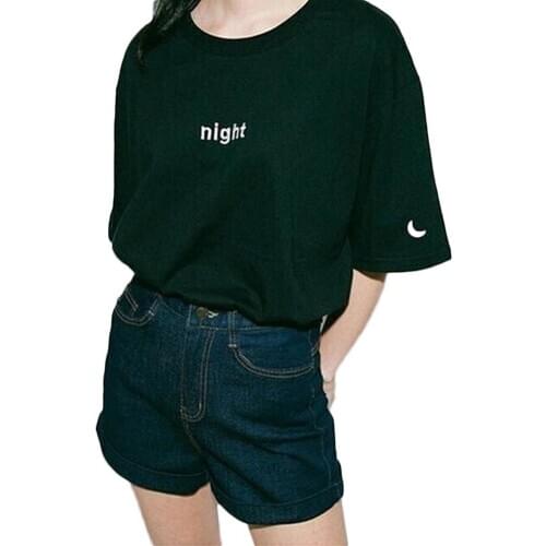 Одежда женская Women Solid Color Letter Sun Moon Print Short Sleeve O Neck T-Shirt Summer Top ropa de verano mujer 2020