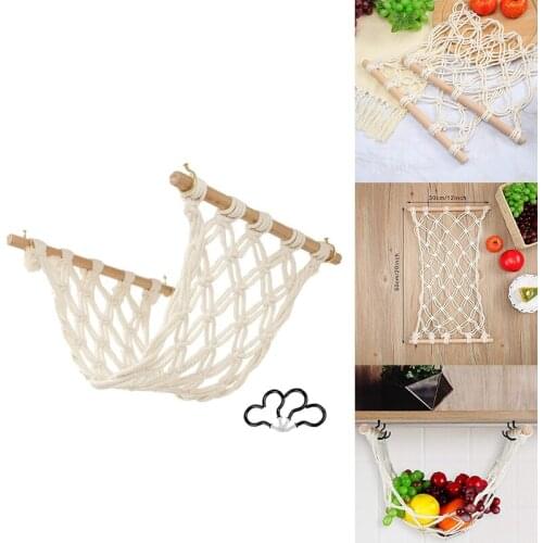Macrame Fruit Hammock Under Cabinet- Fruit Bowl Replacement - Home Organization Fruit Holder Net