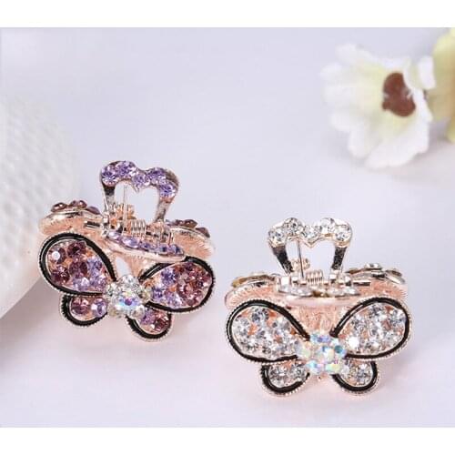 Hot Sale 1PC Rhinestone Hair Claws Crown Barrettes Crystal Mini Butterfly Hairpins Hair Clips Hair Accessories