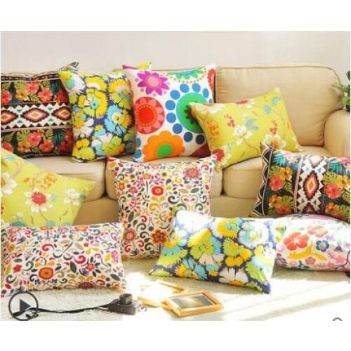 Cotton flower sofa hug pillowcase Living room pillowcase Chair bed cushion cover Office pillowcase customization