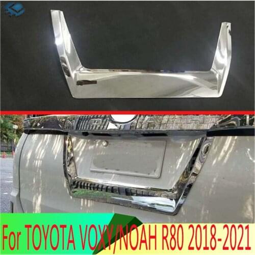 For TOYOTA VOXY/NOAH R80 2018 2019 ABS chrome rear tail box gate door license plate shape trim