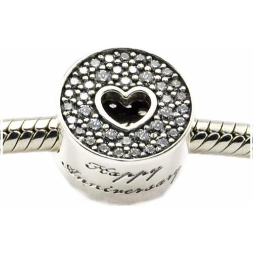 Anniversary Celebration Crystal Beads for Charms Bracelets Women Silver 925 Jewelry DIY Clear CZ Charm Beads for Jewelry Making