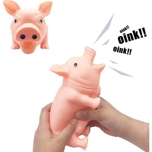 1pc Colorful Screaming Rubber Pig Pet Teasing Squeak Squeaker Chew Toy Puppy Toy for Dogs for Large Dogs Sound Voice Dog Toys