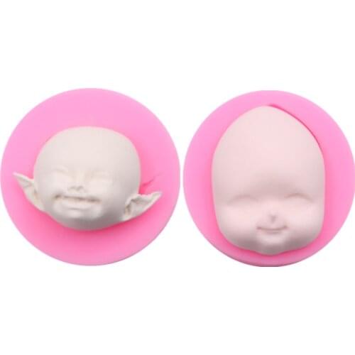 Clay Plasticine Tool mold 2pcs Cute baby Elf face mold ultra light clay soft ceramic fondant face mold bjd silicone SD doll face