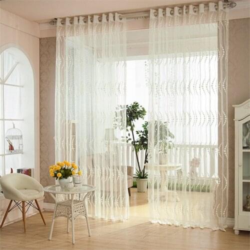 Brief Jacquard Wave Sheer Curtains for Bedroom Breathable 1 Piece Window Door Screens for Living Room Kitchen Custom Made Panel