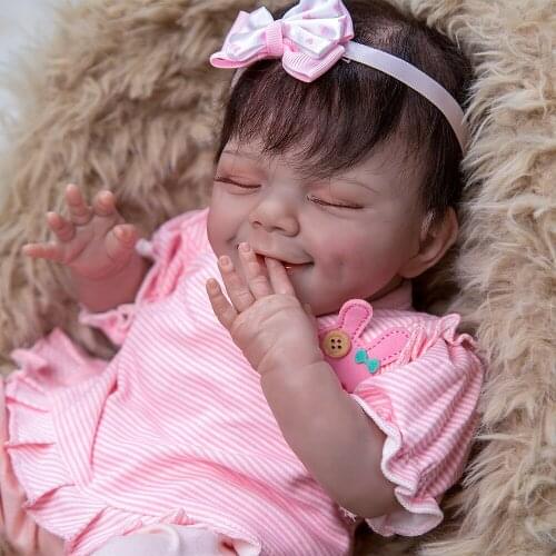 Smiling Face Girl doll 20 inch 50 cm Reborn Baby Dolls Cloth Body silicone newborn babies Toys For Childrens Day Gifts