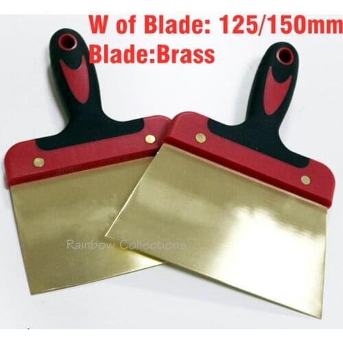 W125/150mm Thick 1.5mm Hand Tools Brass Scraper Putty Knife Scraper Paint Decorating Tool Brass Blade Scraper Plastic Handle