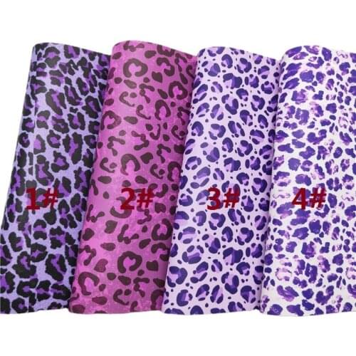 Purple Leopard Printed Synthetic Faux Vinyl Leather Fabric sheets Felt Backing Material for Bow Earrings 21X29CM 6S77A
