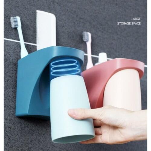 Magnet Bathroom Toothbrush Holder With Cup Set Shelf Suction Wall Mounted Hanging Washroom Space Saving Storage Organizer