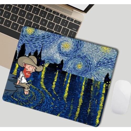 Cute Mouse Pad Lovely Kawaii Desk Mats Pads Van Gogh Waterproof Office Home Decoration Cup Mat Antislip Girls Boys Room