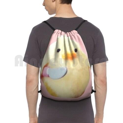 Duck Knife Backpack Drawstring Bags Gym Bag Waterproof Duck Cute Meme Knife Culture Funny Adorable Relateable Relatable