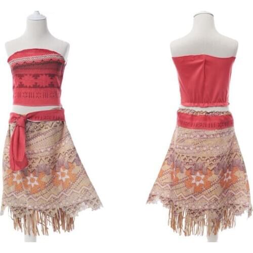 Moana Dress for Little Girls Adventure Outfit Children Summer Princess Costume with Necklace Kids Clothes