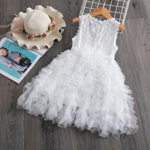 Kid Vest Dress Girls Birthday Evening Party Vestidos Wedding Children Bridemaid Mesh Gown Little Girls Summer Causal Clothing