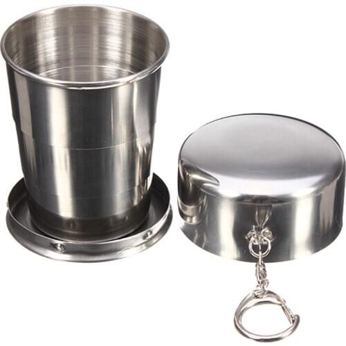 140ml stainless steel portable three section folding cup