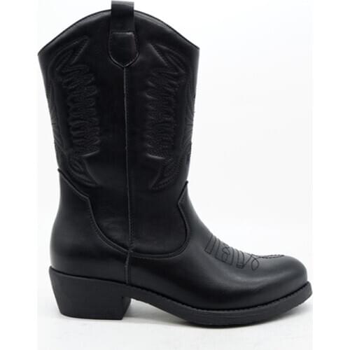 Casual England women black leather long boots button weave pattern thick bottom keep warm martin boots knight