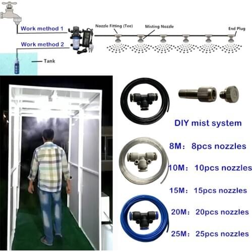 H07 Easy DIY 12V Pump Water Garden Sprayer Outdoor Disinfection Misting System Fog Nozzle Humidification Patio Mist Cooling Tool