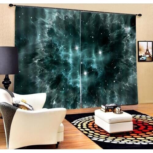 Luxury Blackout 3D Window Curtains For Living Room Bedroom green sky curtains Drapes Cortinas