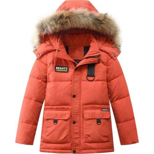 Russia Winter Children Down Jacket Fashion Fur Design Kids Parkas Thick Warm Outerwear Coat For Teen Boy 5-15 Years Overcoat